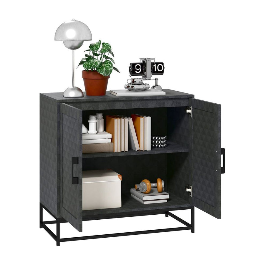 HOMCOM Modern Sideboard, Freestanding Sideboard Storage Cabinet with Adjustable Shelf and 2 Doors for Living Room, Black