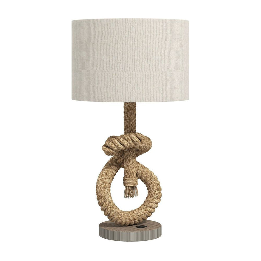 HOMCOM Nautical LED Table Lamp with USB Charging Port, Bedside Desk Lamp for Bedroom, Living Room, Home Office