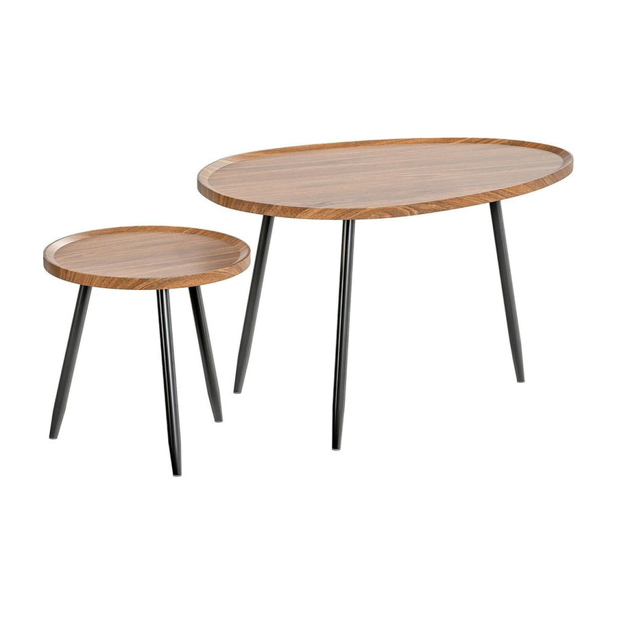 HOMCOM Nesting Coffee Table Set of 2, 80cm Modern Stacking End Side Table with Metal Legs for Living Room Bedroom Office