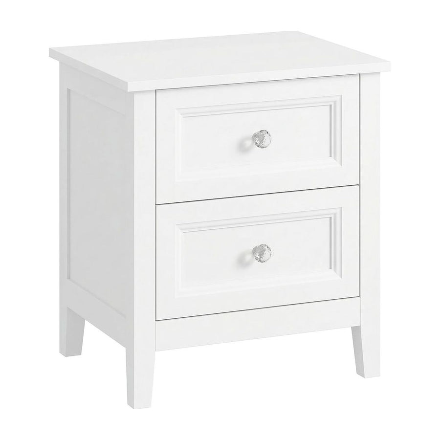 HOMCOM Nightstand with 2 Drawers Modern Bedside Table for Bedroom Living Room White