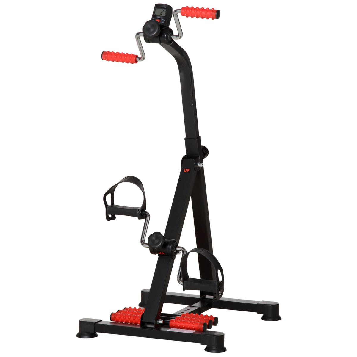 HOMCOM Portable Exercise Bike for Home Pedal Exerciser Height-adjustable 56L x 44- 56W x 75- 97H cm Black and Red