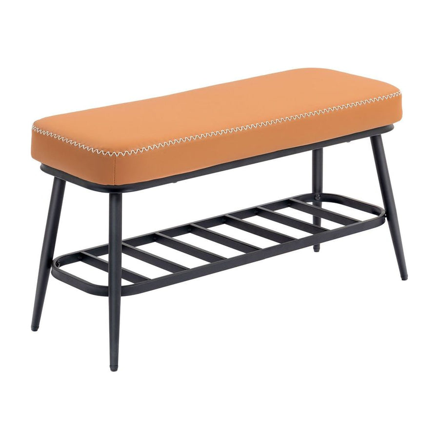 HOMCOM PU Leather Shoe Storage Bench in Brown
