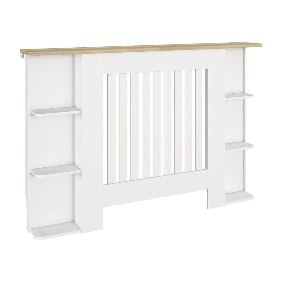 HOMCOM Radiator Cover with Open Storage Shelves, Vertical Slatted Cabinet Shelf Heater Cover for Living Room, Hallway