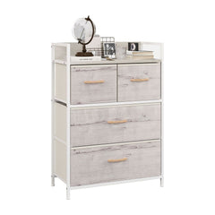 HOMCOM Rustic Chest of Four Fabric Drawers standing against a plain white background