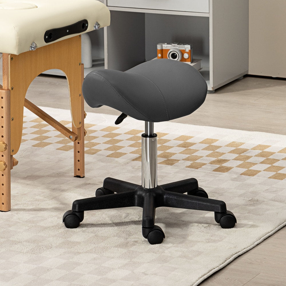 HOMCOM Saddle Stool in Grey