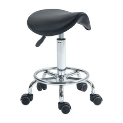HOMCOM Salon Saddle Stool, Rolling Saddle Chair for Massage, Spa, Clinic, Beauty, Hairdressing and Tattoo, Black