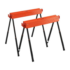 HOMCOM Saw Horses Twin Pack, Folding Work Bench Sawhorses with Height Adjustable Legs, 2x4 Bracket, Orange