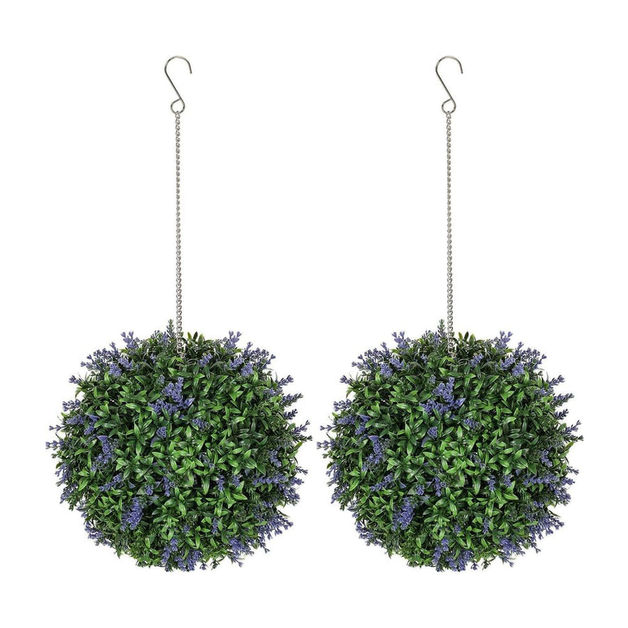 HOMCOM Set of 2 Artificial Plant Topiary Balls, UV-protected Fake Decorative Plants, Faux Plants for Home Indoor Outdoor