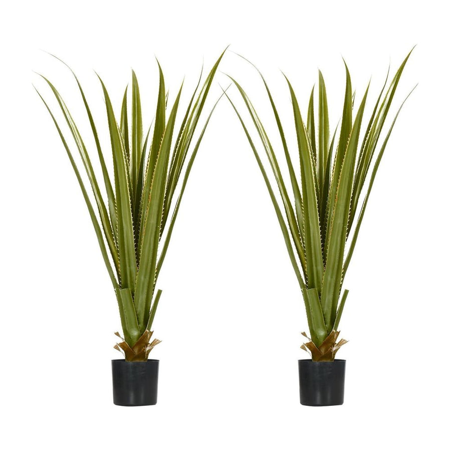 HOMCOM Set of 2 Artificial Plants Agave Succulent in Pot Desk Fake Plants for Home Indoor Outdoor Decor, 15x15x90cm, Green