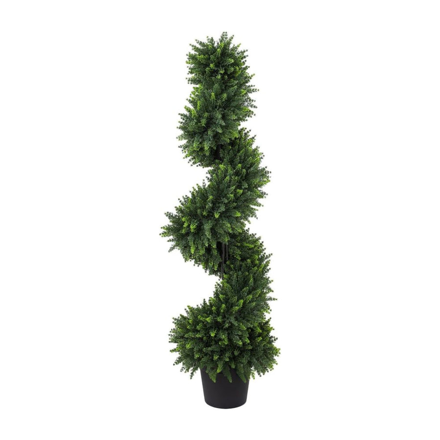 HOMCOM Set of 2 Artificial Spiral Cypress Trees, Fake Plants with 700 Leaves, UV Protection, Deep Green