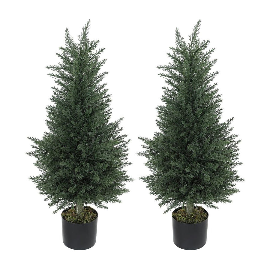 HOMCOM Artificial Plants Outdoor, 90 cm Fake Cypress Tree with Plastic Pots, UV-Resistant Faux Plants for Garden Front Porch