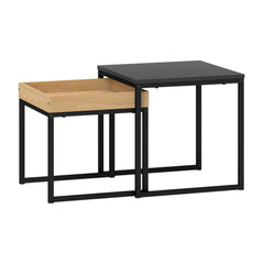 HOMCOM Set of Two Boxy Nesting Tables in black and wood-effect finish