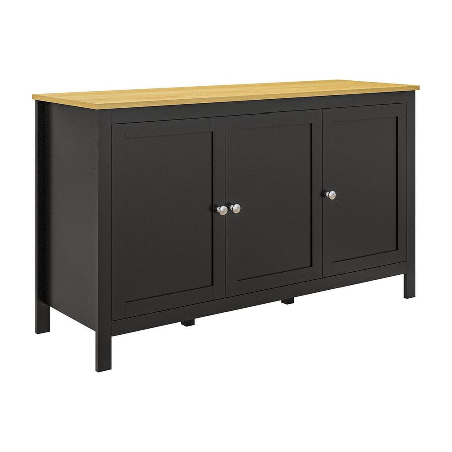 HOMCOM Sideboard, Buffet Cabinet with Doors and Adjustable Shelves for Living Room, Entryway, Black and Natural