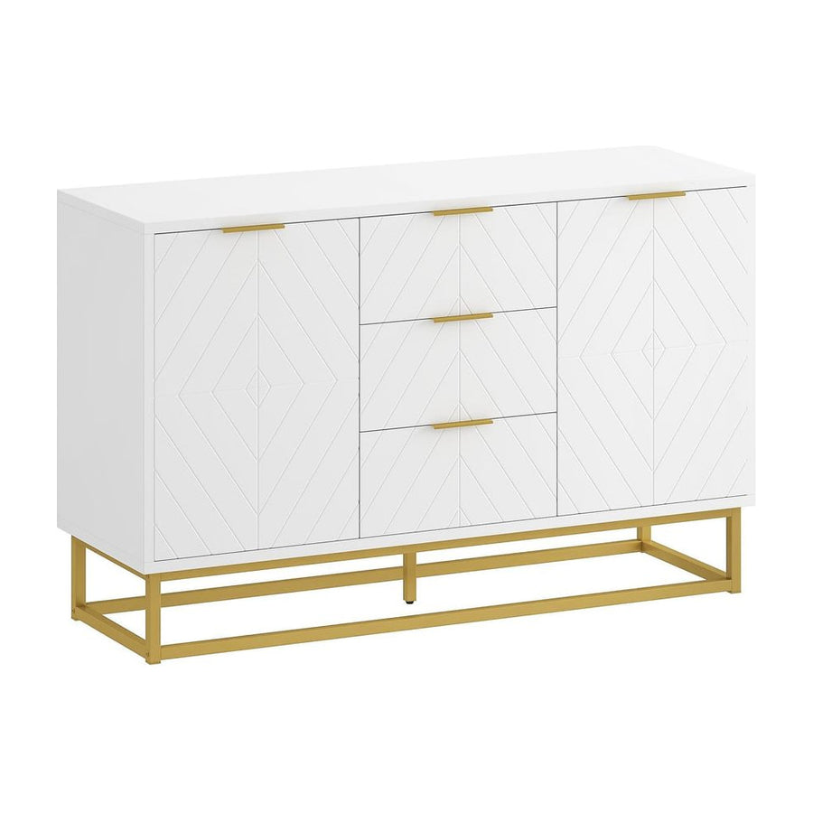 HOMCOM Sideboard with 3 Drawers and Adjustable Shelves for Living Room - White