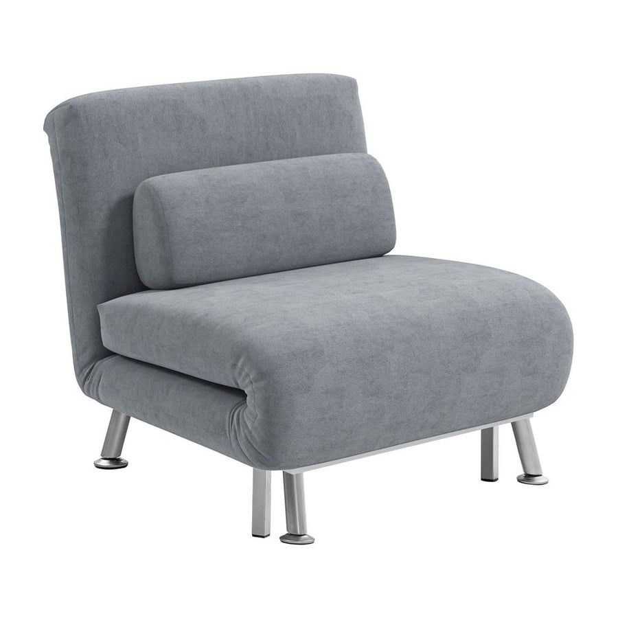 HOMCOM Single Velvet-Feel Sleeper Chair - Grey