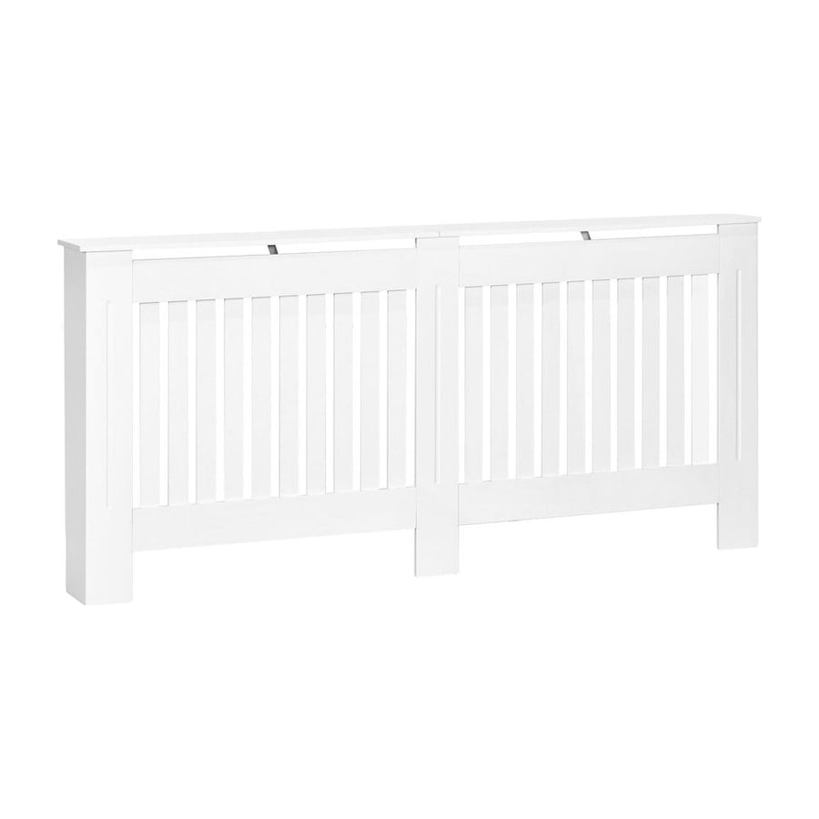 HOMCOM Slatted Radiator Cover Painted Cabinet MDF Lined Grill in White (172L x 19W x 81H cm)