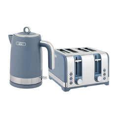 HOMCOM Sleek Textured Kettle and Four-Slice Toaster Set - Blue