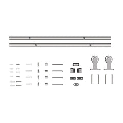 HOMCOM Sliding Door Hardware Kit Heavy Duty 304 Stainless Steel 152 cm Wide Door Silver Tone