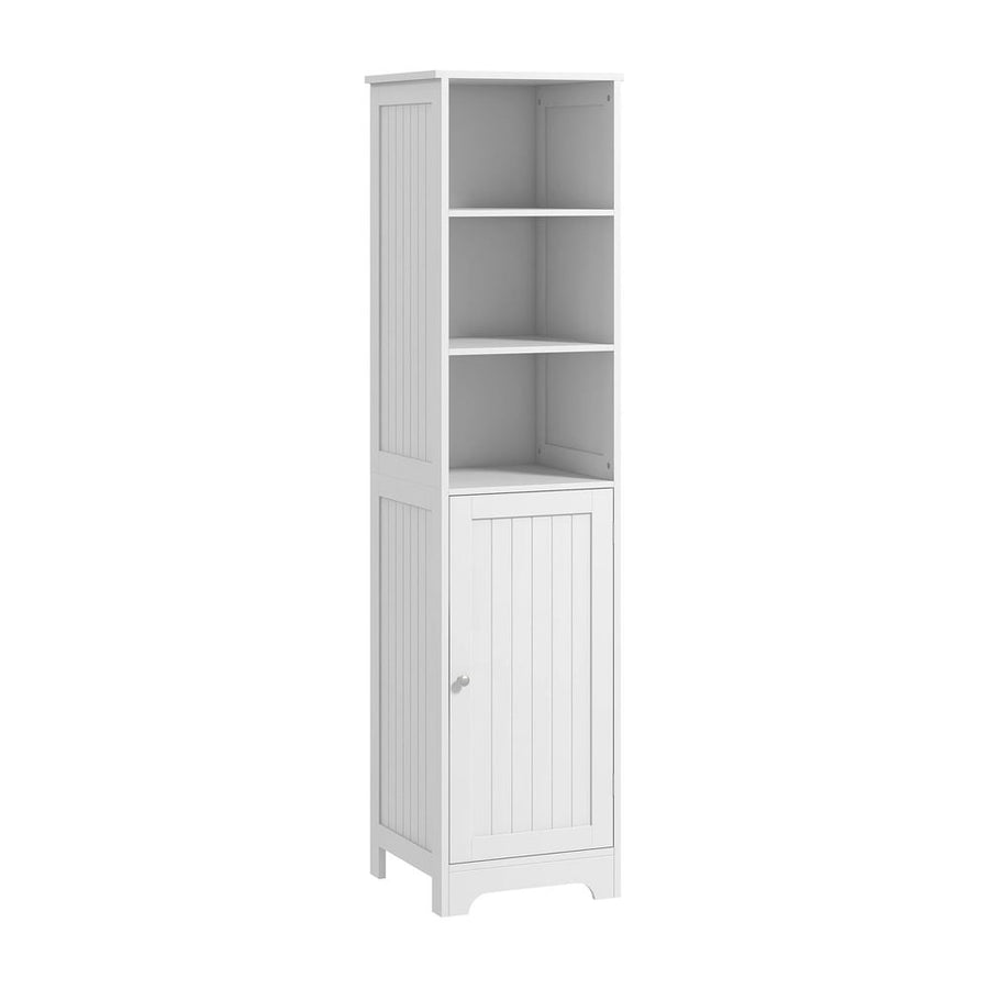 HOMCOM Slim Bathroom Storage Cabinet, Tall Bathroom Cabinet with 3 Open Shelves and Adjustable Shelf, White
