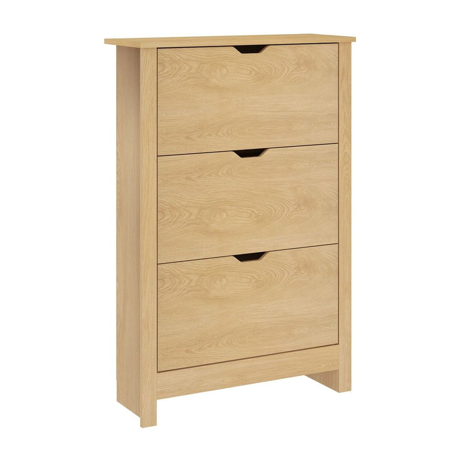 HOMCOM Slim Shoe Cabinet in a Natural Wood Finish
