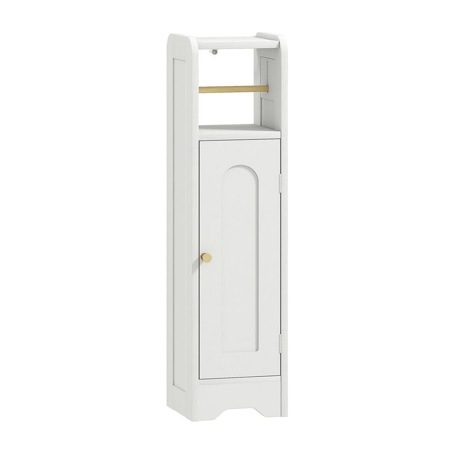 HOMCOM Small Bathroom Storage Cabinet with Toilet Roll Holder - White