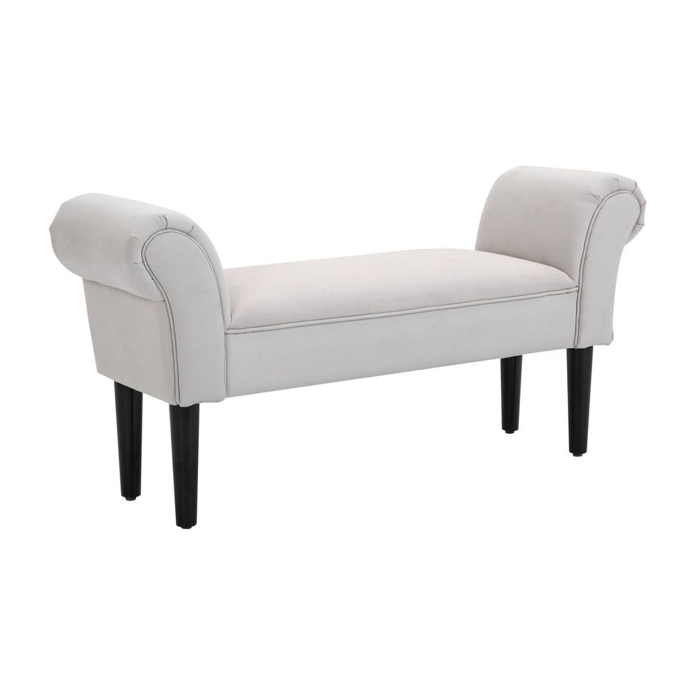 HOMCOM Small Bench, Upholstered Window Seat with Arms and Wooden Legs, Modern Shoe Bench for Entryway, Living Room, Bedroom