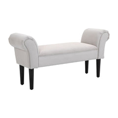 HOMCOM Small Bench, Upholstered Window Seat with Arms and Wooden Legs, Modern Shoe Bench for Entryway, Living Room, Bedroom