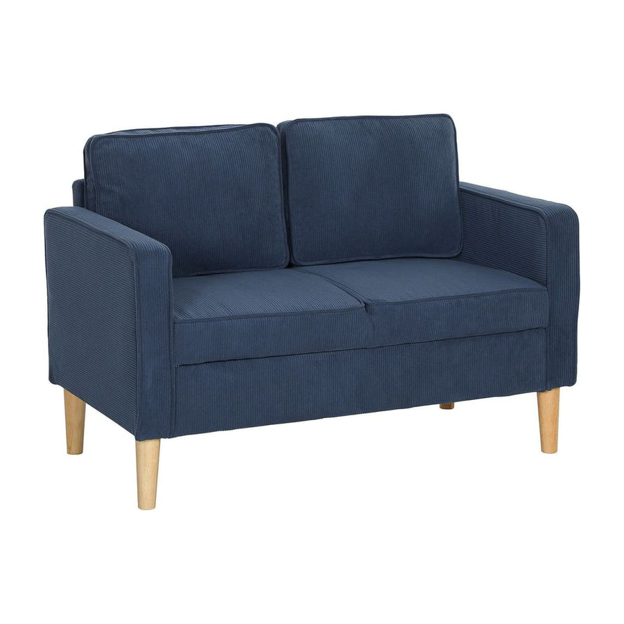 HOMCOM Small Two-Seater Corduroy Sofa - Blue