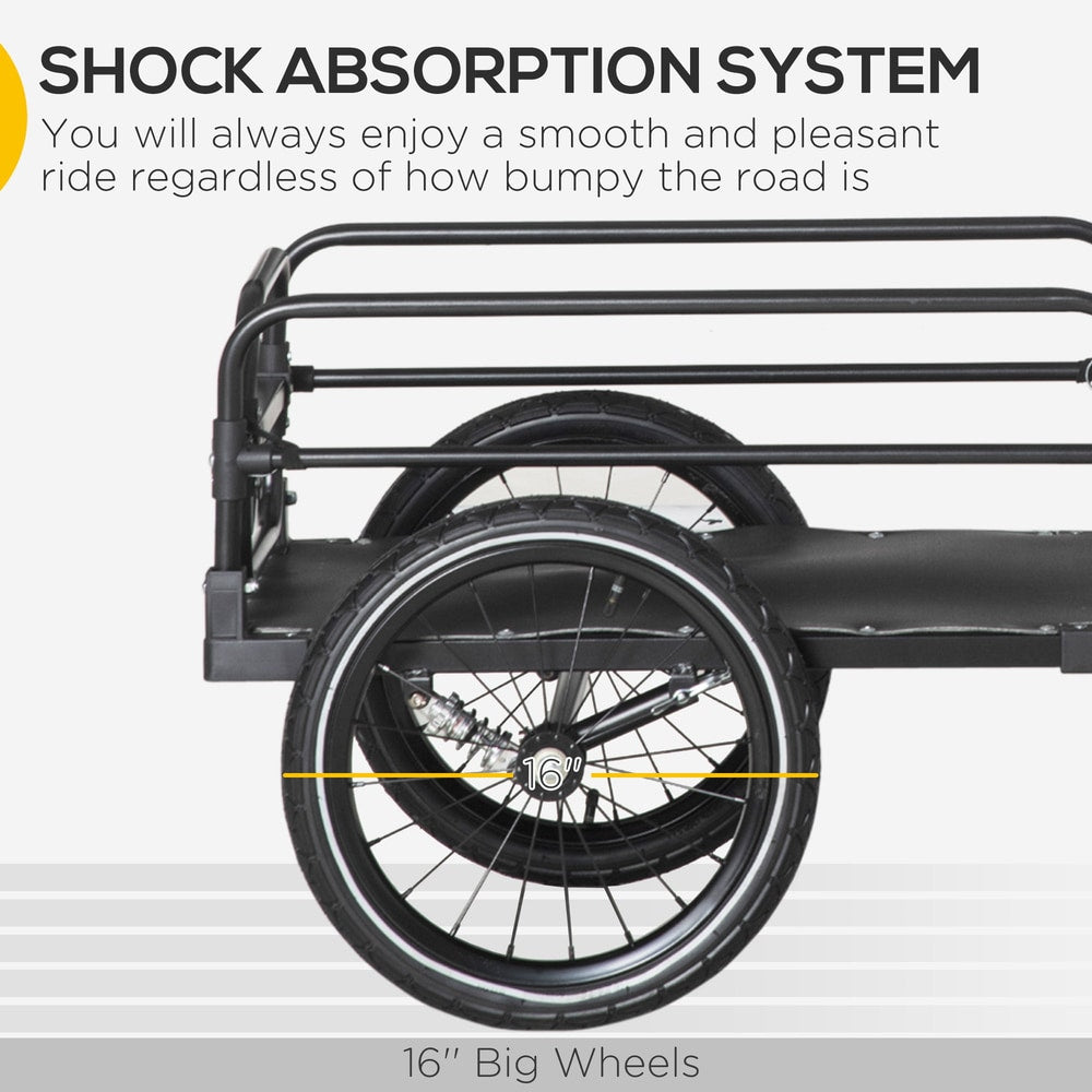HOMCOM Steel Bike Trailer with Triple Safety in Black