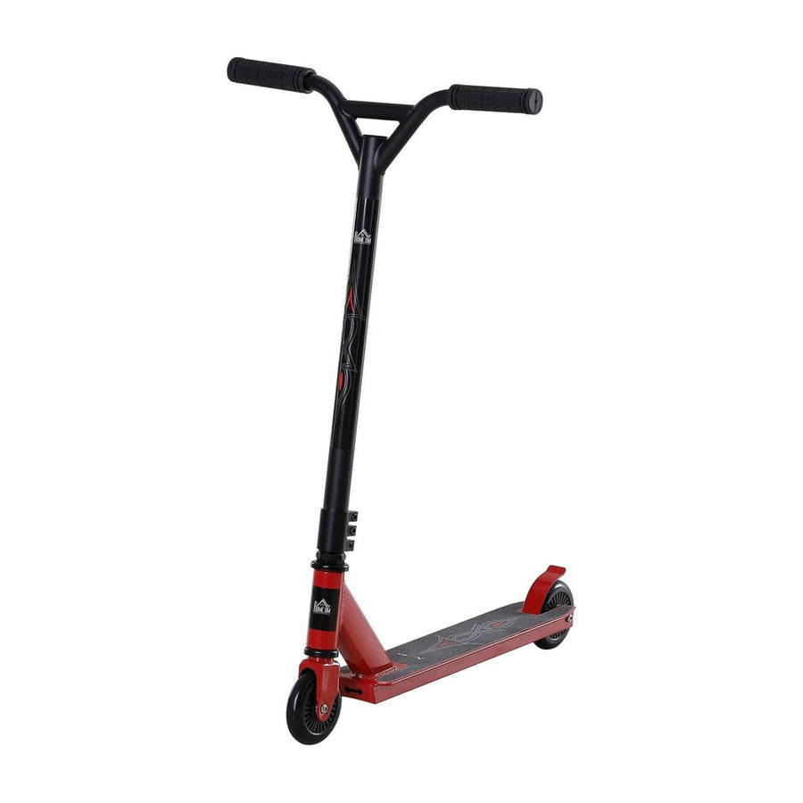 HOMCOM Street Stunt Scooter in red with black handlebars and deck