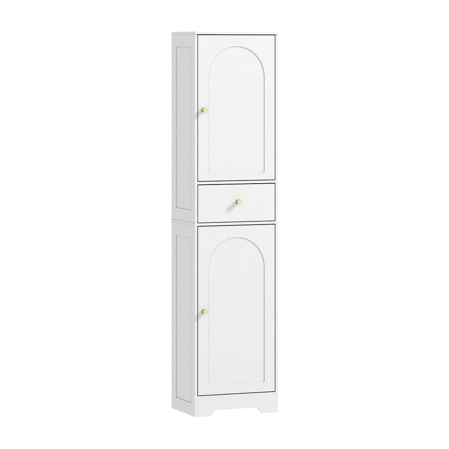 HOMCOM Tall Bathroom Cabinet with Arched Doors - White