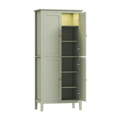 HOMCOM Tall Pantry Cupboard with Motion Sensor LED Light - Green