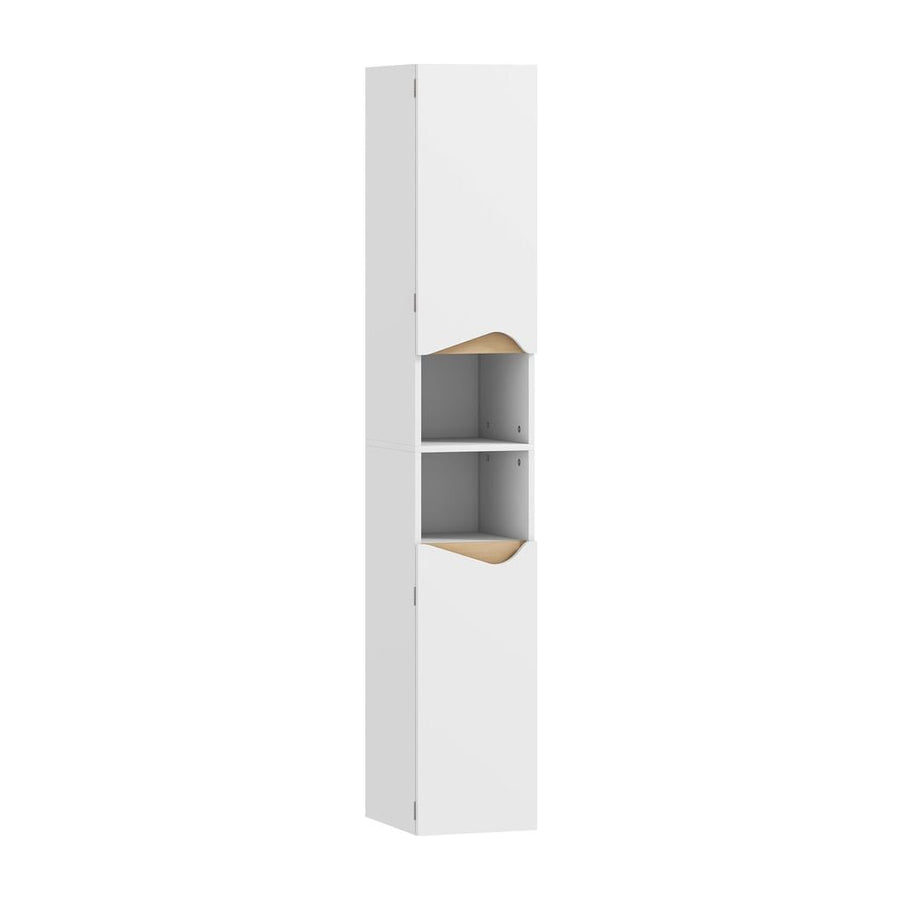 HOMCOM Tall Slim Bathroom Cabinet with 2 Doors, 2 Shelves - White