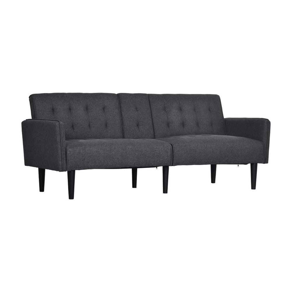 HOMCOM Three-Seater Sofa Bed, with Cupholders - Grey