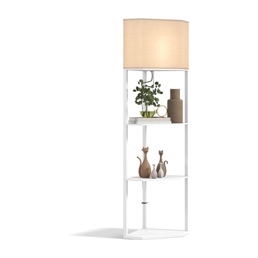 HOMCOM Three-Shelf Corner Floor Lamp - White