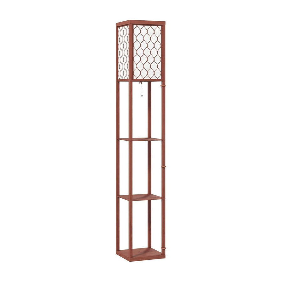 HOMCOM Three-Shelf Standing Lamp - Brown/White
