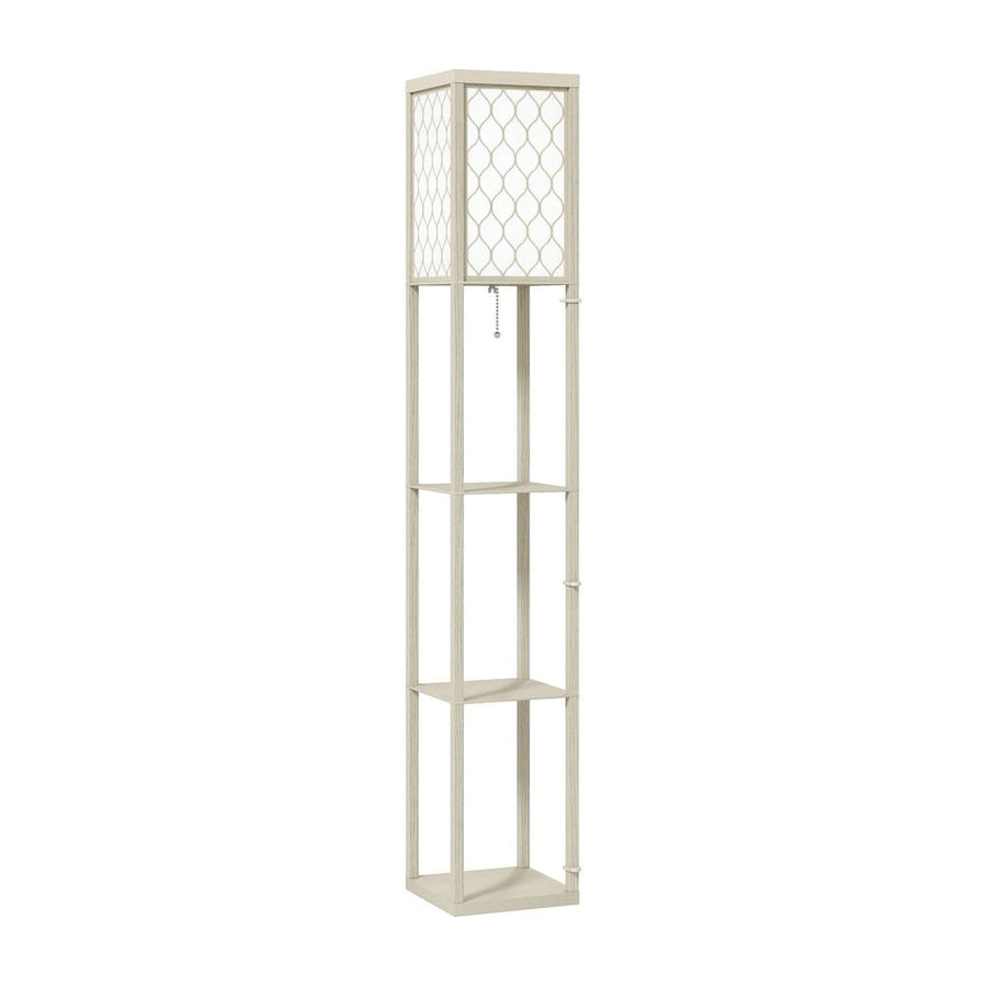 HOMCOM Three-Shelf Standing Lamp - Oak/White