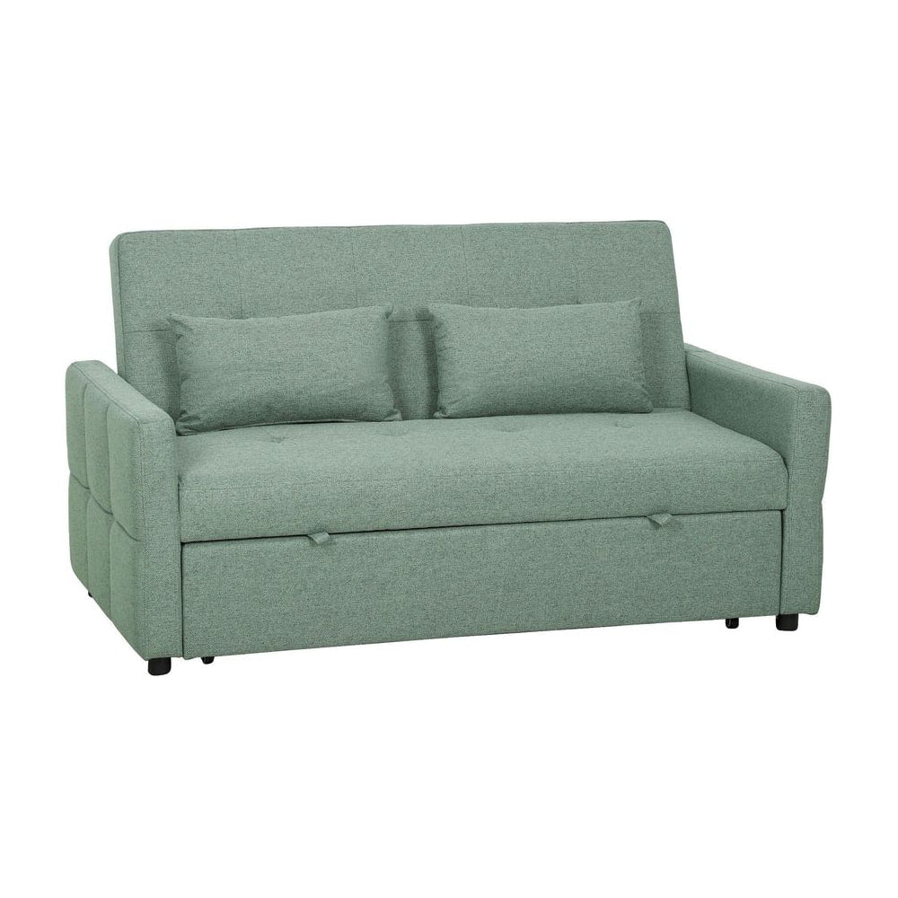 HOMCOM Three-Way 2 Seater Sofa Bed with Three-position back and Two Soft Pillows - Green