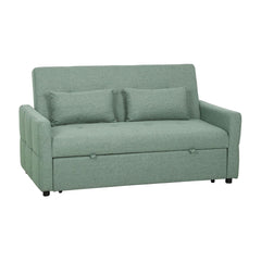HOMCOM Three-Way 2 Seater Sofa Bed with Three-position back and Two Soft Pillows - Green