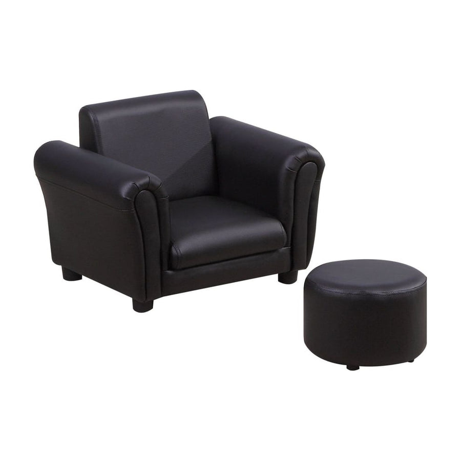 HOMCOM Toddler Chair Single Seater Kids Sofa Set, 54 x 42 x 41cm, Kids Sofa with Stool, Black