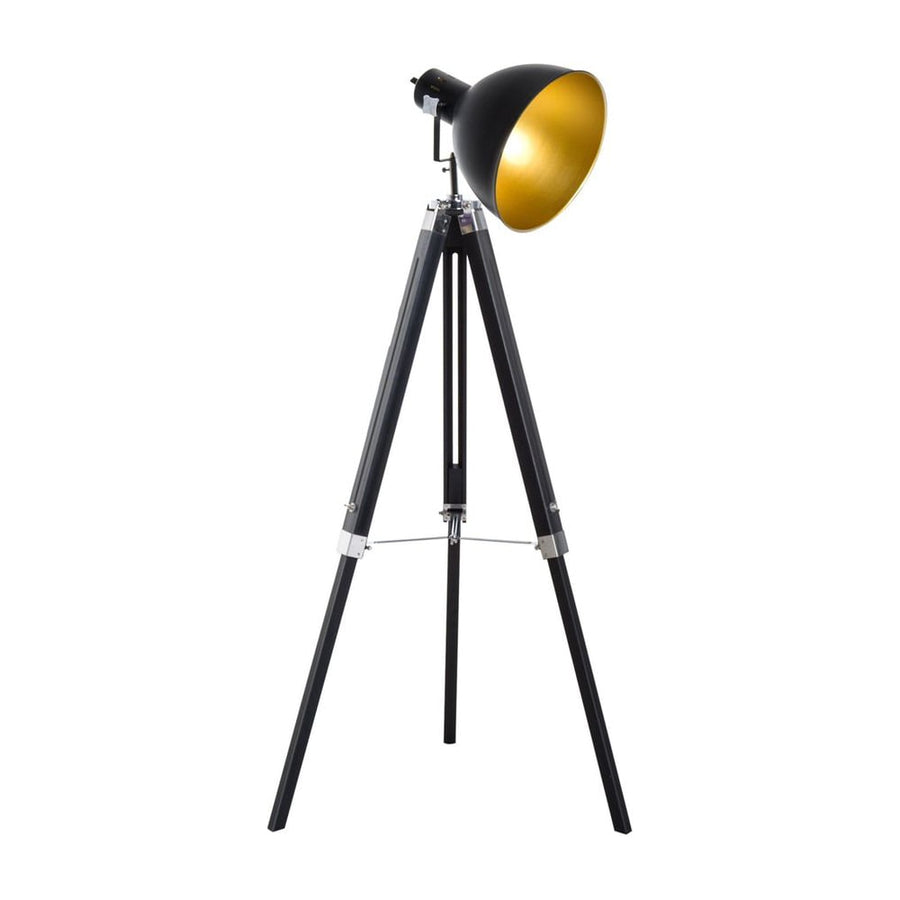 HOMCOM Tripod Floor Lamp, Spotlight Reading Lamp w/ Adjustable Height, Angle, Wood Legs for Living Room, Bedroom, Home