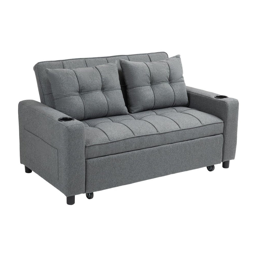 HOMCOM Two-Seater Pull-Out Sofa Bed - Charcoal Grey