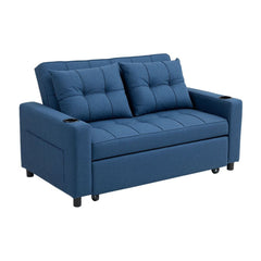 HOMCOM Two-Seater Pull-Out Sofa Bed in Dark Blue