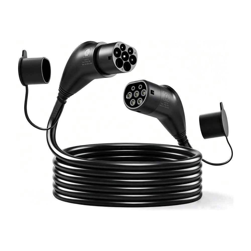 HOMCOM Type 2 EV Charging Cable coiled with both connector ends visible