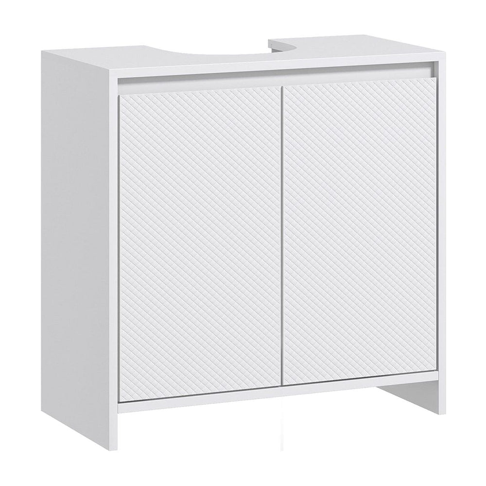 HOMCOM Under Sink Bathroom Cabinet, Freestanding Under Sink Cabinet with 2 Doors and Shelf for Basin without or with