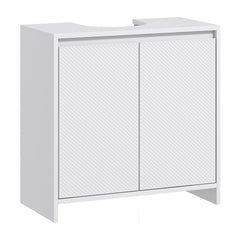 HOMCOM Under Sink Bathroom Cabinet, Freestanding Under Sink Cabinet with 2 Doors and Shelf for Basin without or with