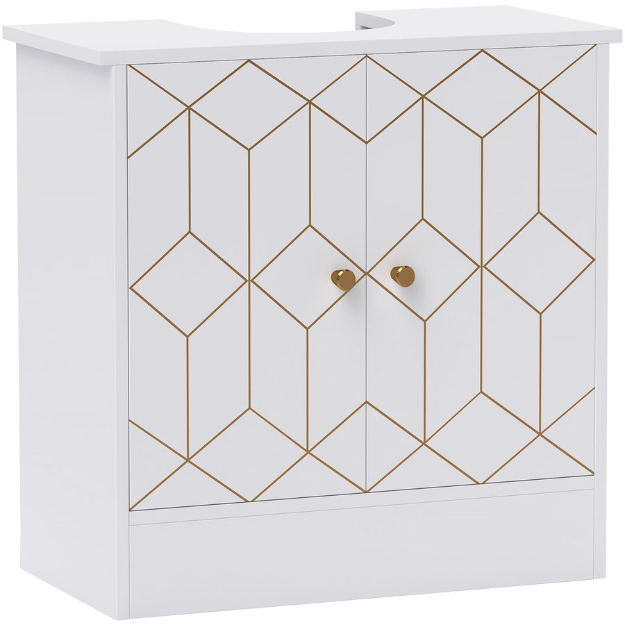 HOMCOM Under Sink Bathroom Cabinet, Under Sink Cabinet with Adjustable Shelf and Open Compartment for Basin with or without