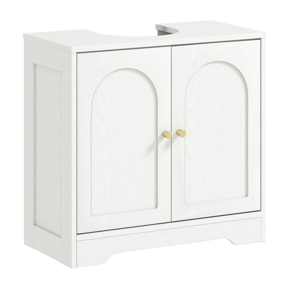 HOMCOM Under Sink Bathroom Cabinet with 2 Arch Doors - White