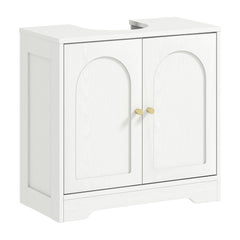 HOMCOM Under Sink Bathroom Cabinet with 2 Arch Doors - White