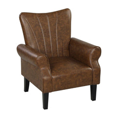 HOMCOM Upholstered Accent Chair with Rolled Arms and Wood Legs, Armchair for Living Room Bedroom, Brown